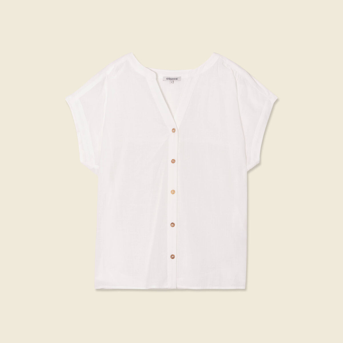 Chemise manches courtes ecru femme