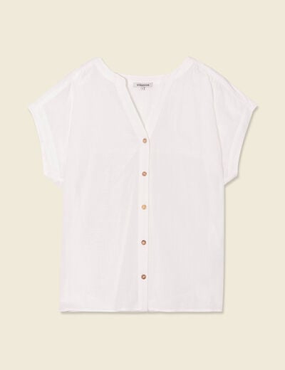 Chemise manches courtes ecru femme