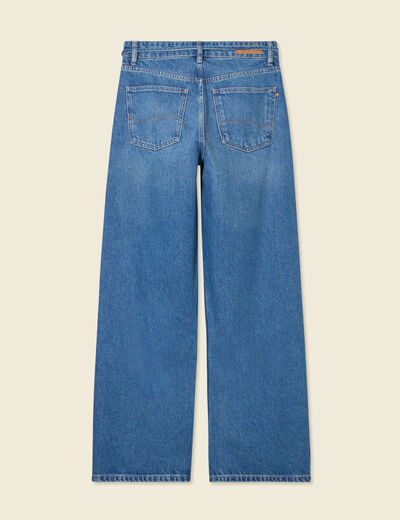 Jeans baggy ceinturé denim stone femme