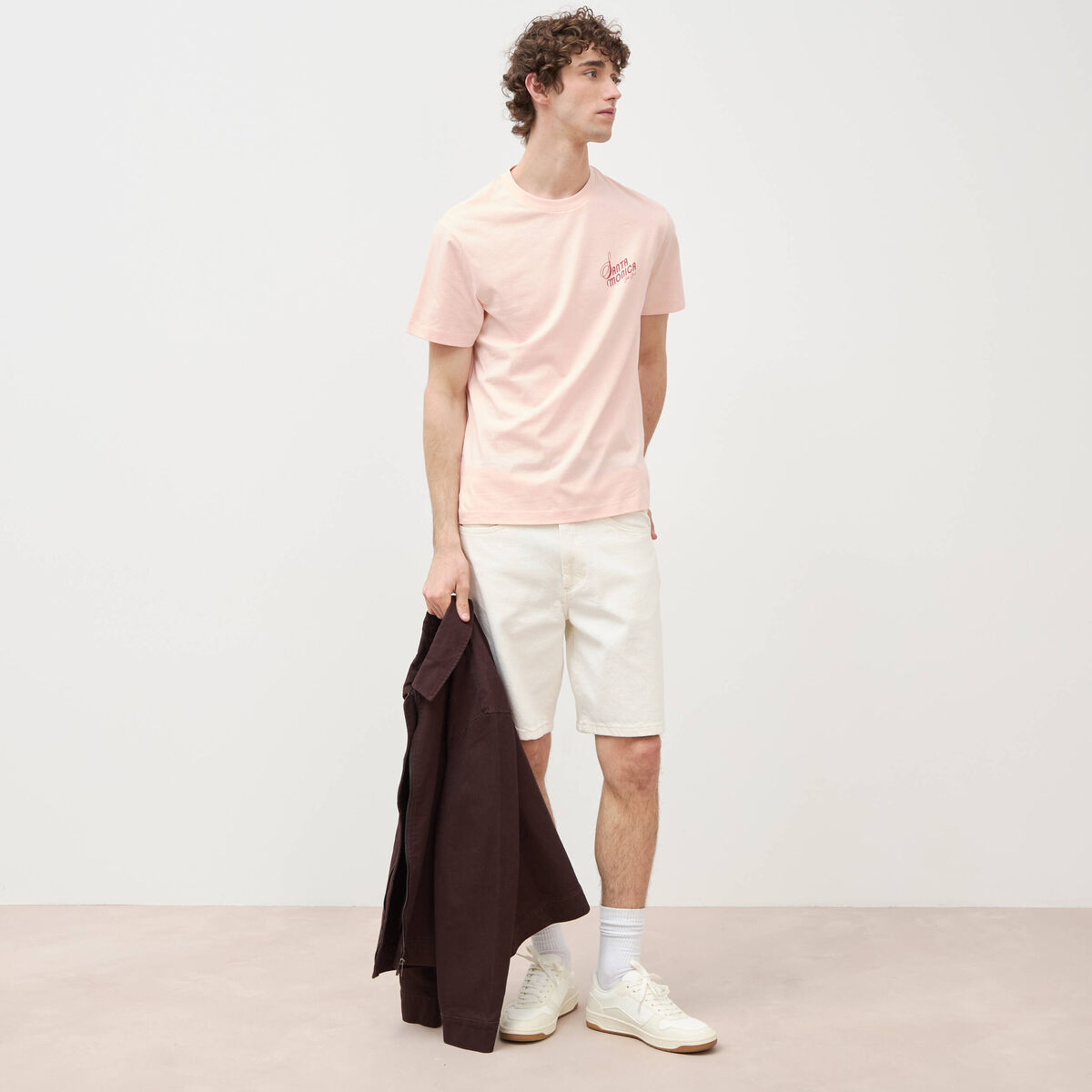 Bermuda en jean coton denim blanc homme