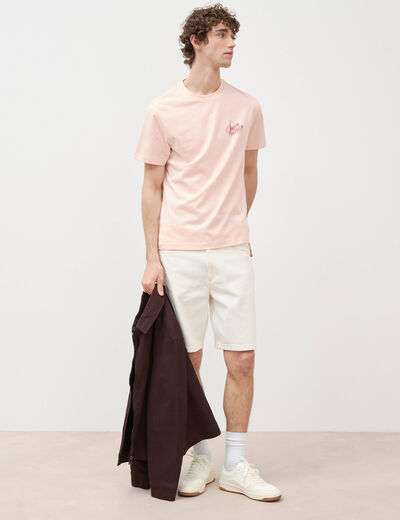Bermuda en jean coton denim blanc homme