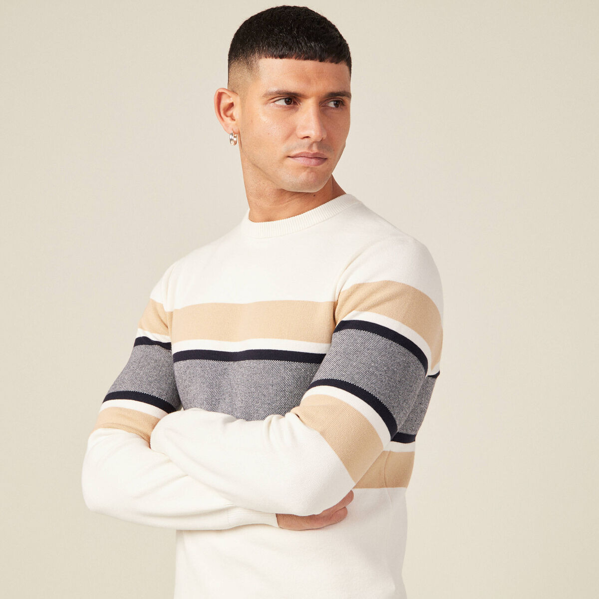 Pull éco-responsable ecru homme