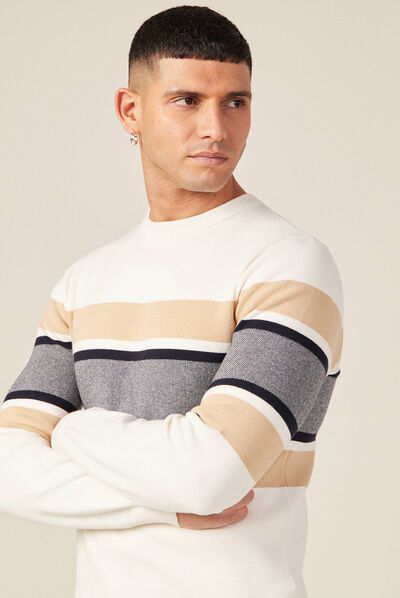 Pull éco-responsable ecru homme