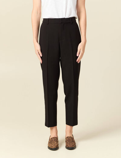 Pantalon cigarette &agrave; pinces noir femme