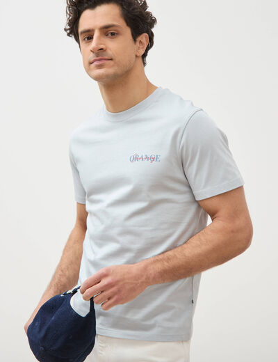 T-shirt droit en coton col rond gris clair homme