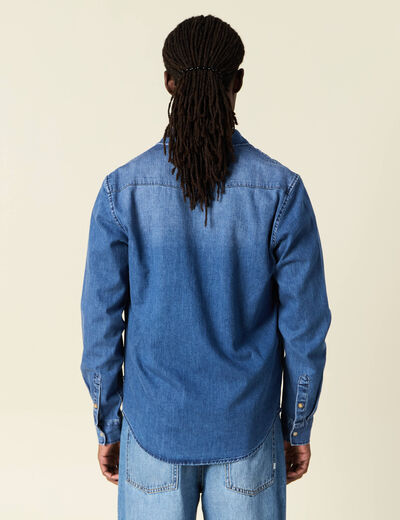 Chemise manches longues denim stone homme