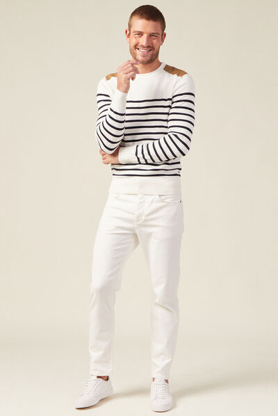 Pull manches longues ecru homme
