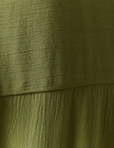 Robe évasée manches 3/4 vert kaki femme