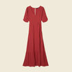 Robe longue trapèze orange foncé femme