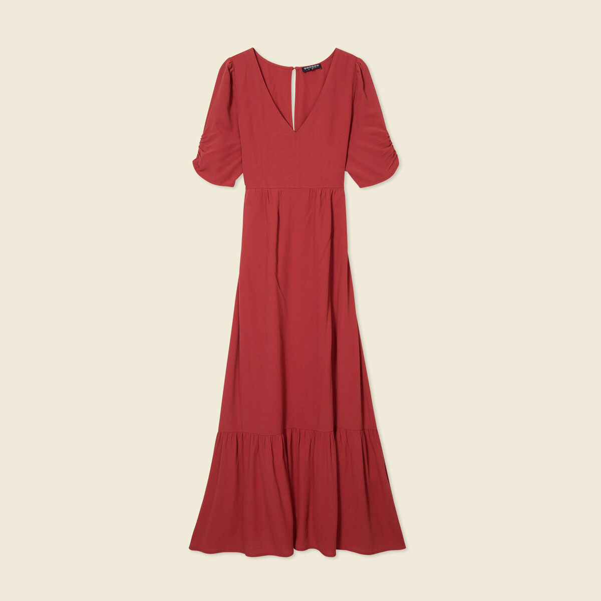 Robe longue trapèze orange foncé femme