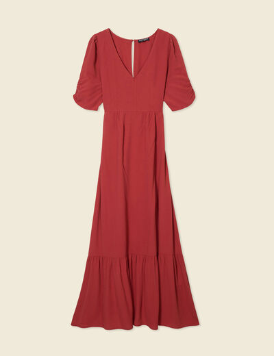 Robe longue trapèze orange foncé femme