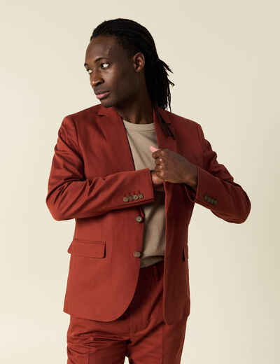 Veste blazer cintré marron cognac homme