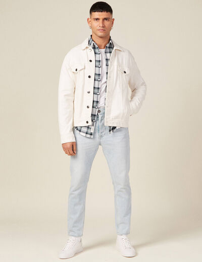 Chemise en coton manches longues ecru homme