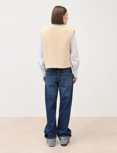 Gilet sans manches r&eacute;versible bleu femme