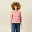Pull manches longues ajouré rose saumon femme