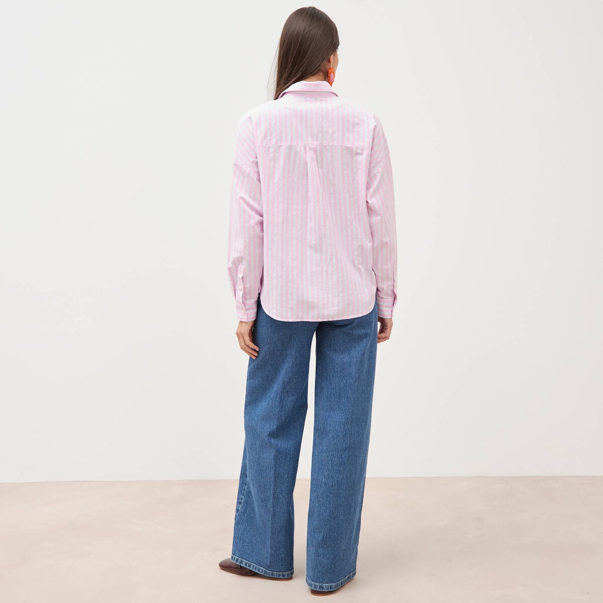 Chemise manches longues rose femme
