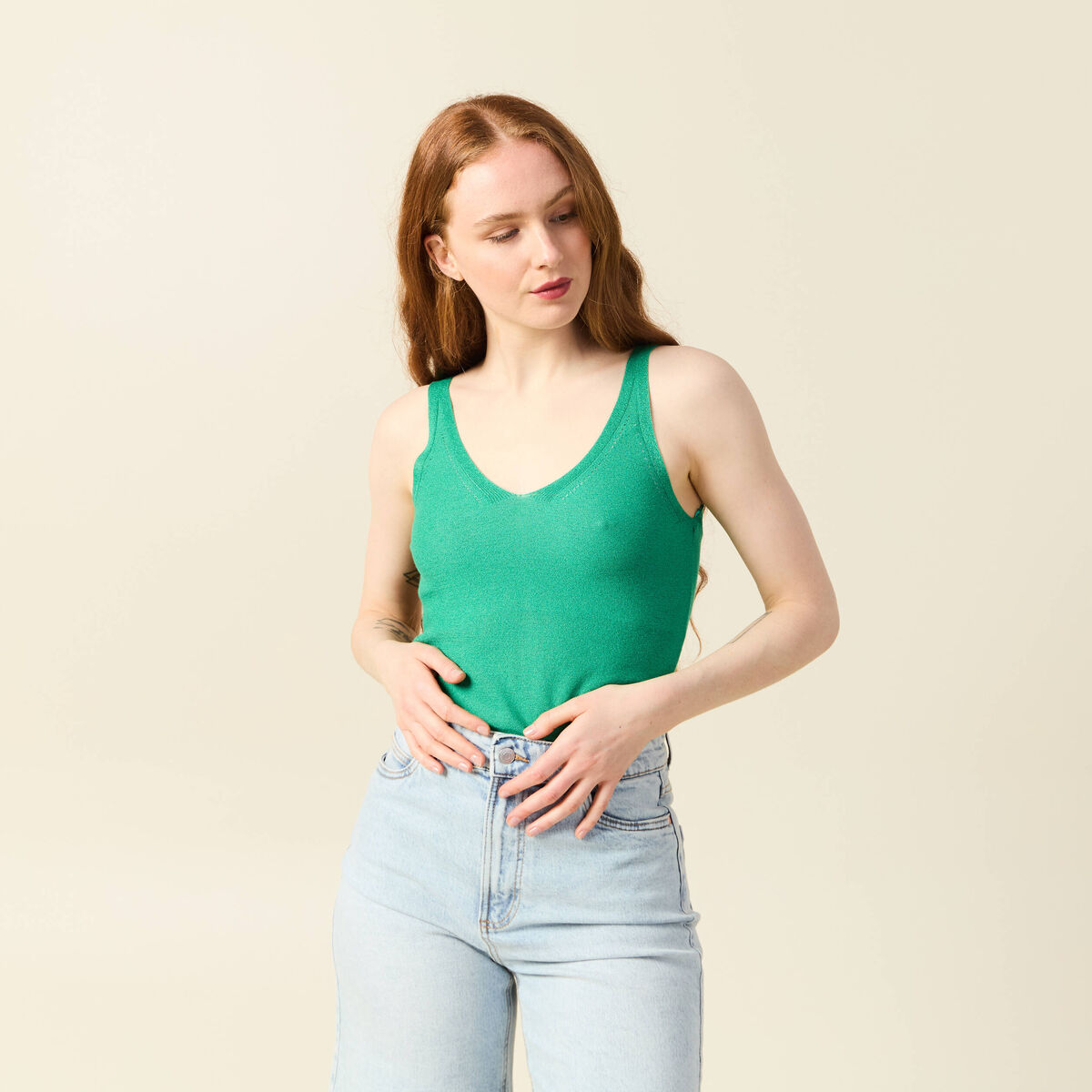 Débardeur bretelles fines vert menthe femme
