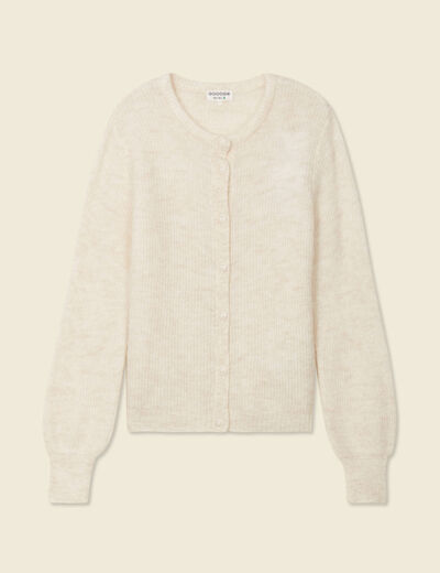 Gilet manches longues creme femme