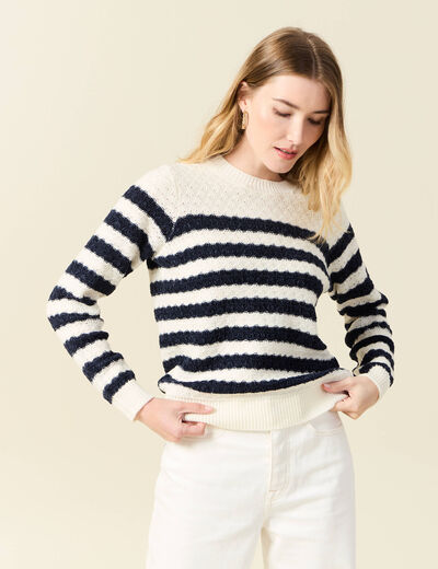 Pull manches longues bleu marine femme