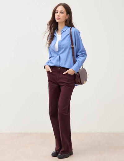 Jeans flare taille standard bordeaux femme