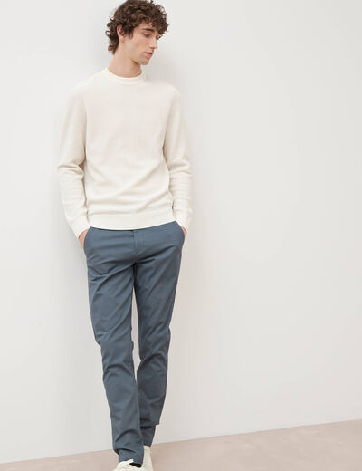 Pull col rond ecru homme