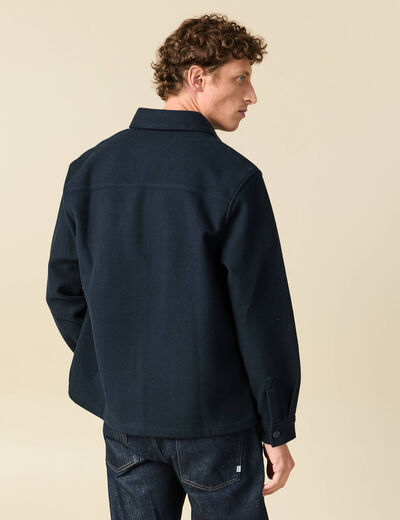Surchemise oversize col classique bleu marine homme