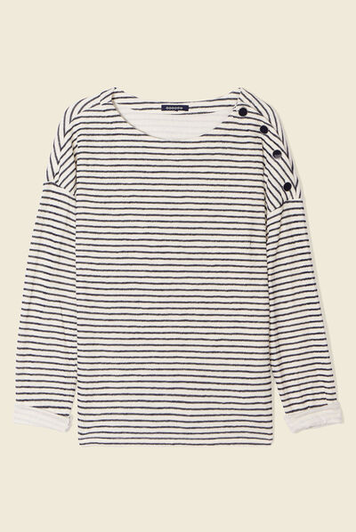 T-shirt manches longues bleu foncé femme
