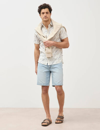 Chemise manches courtes beige homme