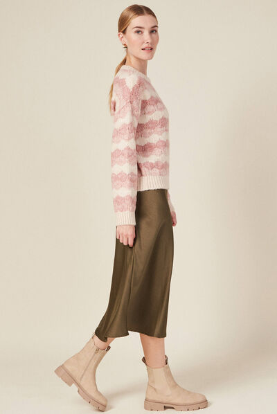 Pull manches longues rouge clair femme
