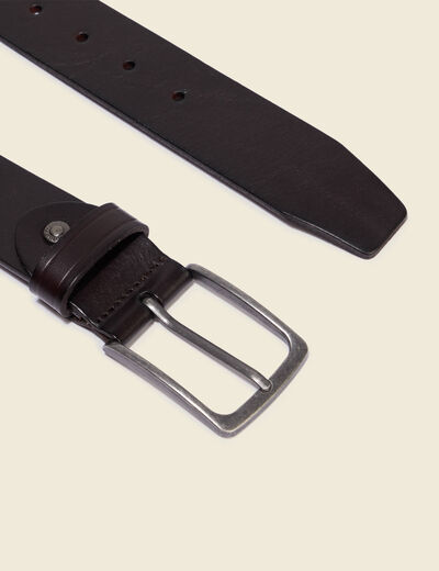 Ceinture large en cuir marron fonc&eacute; homme