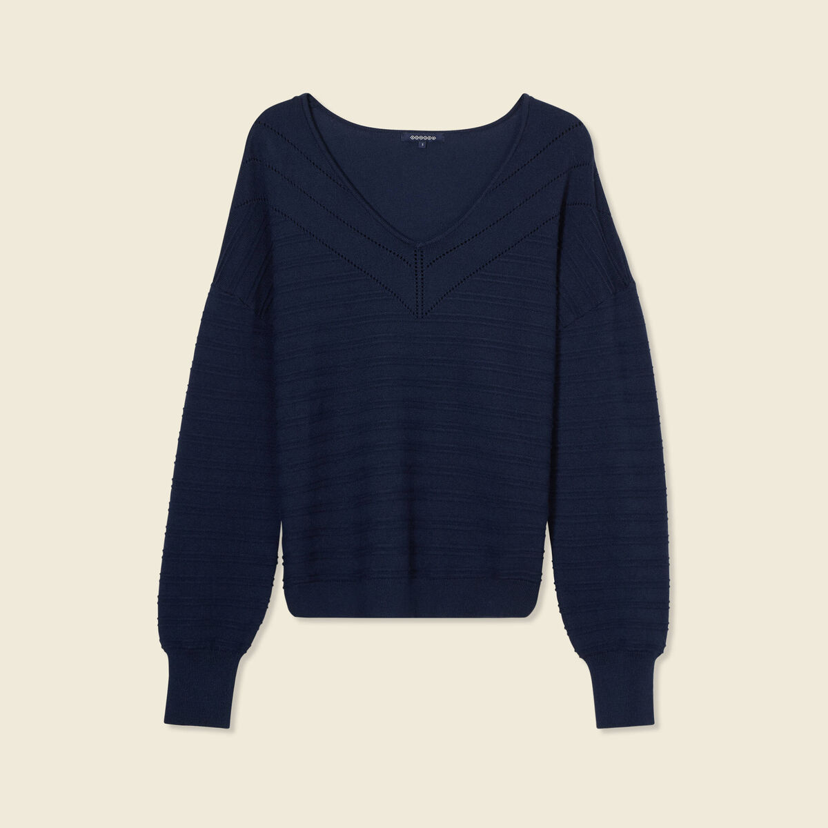 Pull manches longues bleu marine femme