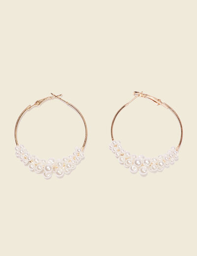 Boucles d'oreilles créoles blanc femme