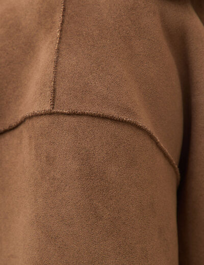 Manteau r&eacute;versible oversize court marron femme