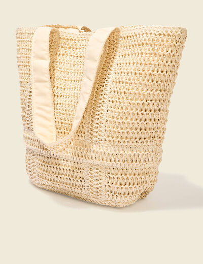Sac cabas tressé sable femme