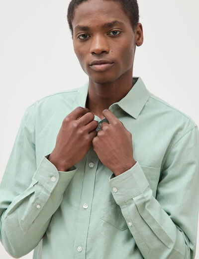 Chemise manches longues vert pastel homme