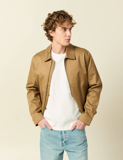 Blouson manches longues doubl&eacute; vert kaki homme