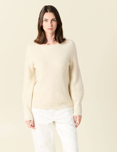 Pull manches longues creme femme