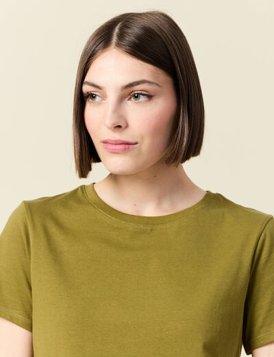 T-shirt manches courtes vert kaki femme
