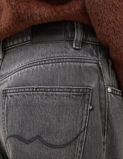 Jeans barrel taille standard denim gris femme