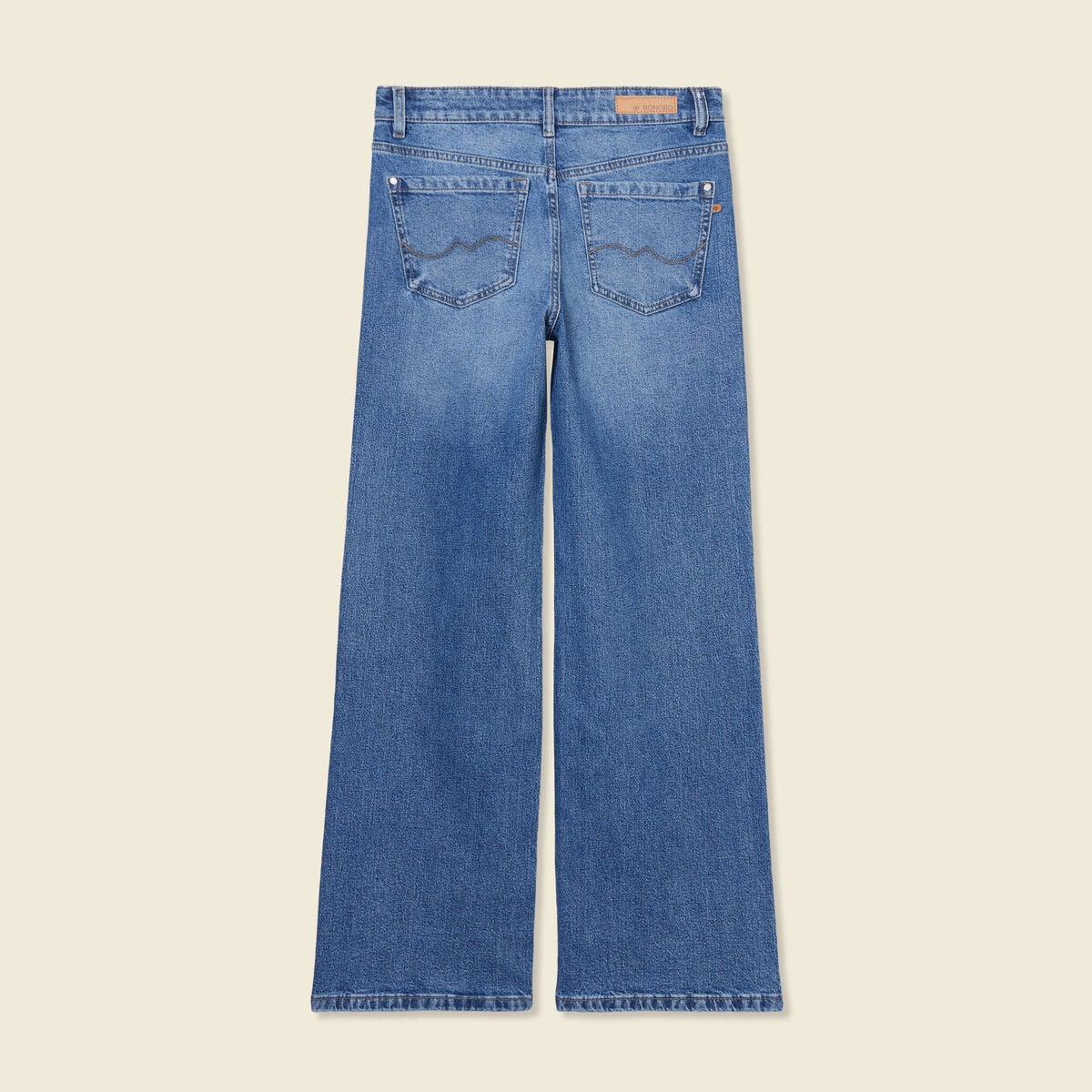 Jeans large taille haute denim stone femme
