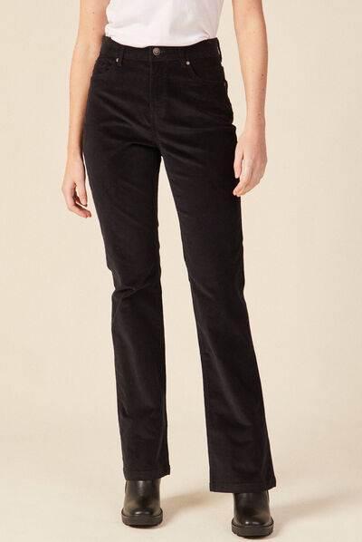 Pantalon bootcut velours noir femme