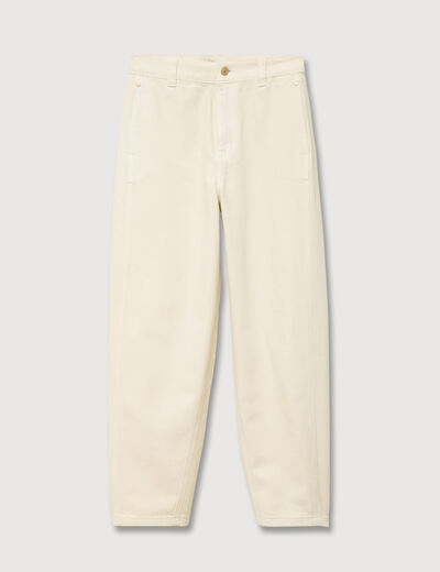 Jeans slouchy taille haute denim blanc femme