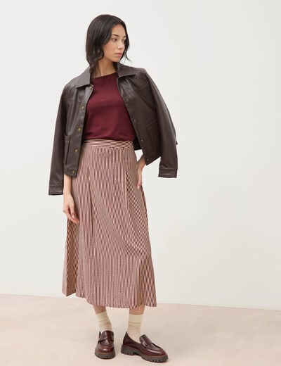 Jupe longue &eacute;vas&eacute;e fluide violet femme
