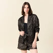 Kimono oversize manches longues ceinture couleur or femme