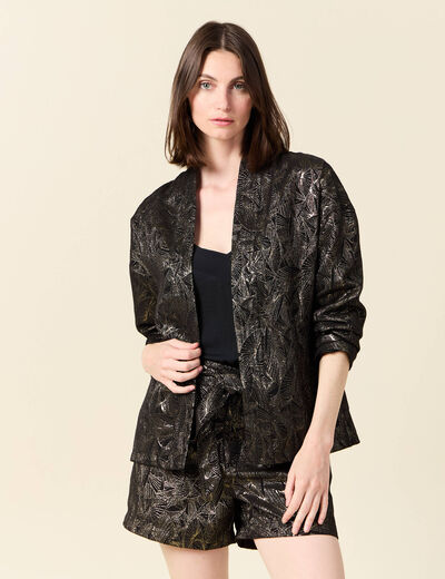 Kimono oversize manches longues ceinture couleur or femme