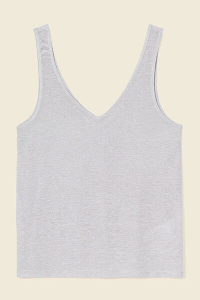 Débardeur bretelles larges gris argent femme