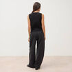 Gilet droit court sans manches col v noir femme