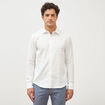 Chemise droite en coton manches longues ecru homme