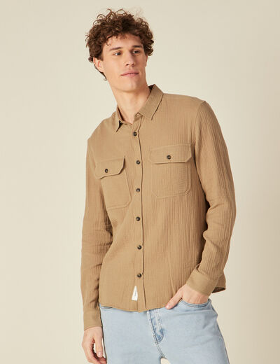 Chemise manches longues vert kaki homme
