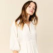 Robe évasée manches 3/4 ecru femme
